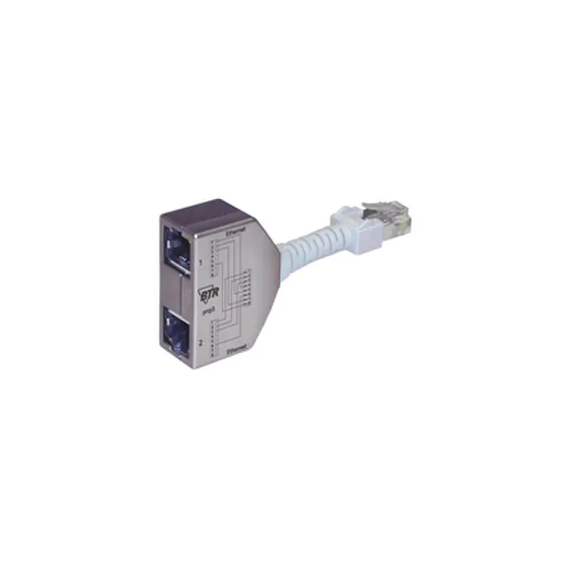 BTR Cable Sharing Adapter pnp 3 - Netzwerk-Splitter - RJ-45 (W) zu RJ-45 (M) - 8.9 cm - Grau (Packung mit 2)