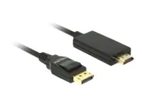 Delock - Adapterkabel - DisplayPort männlich zu HDMI männlich - 1 m - dreifach abgeschirmtes Twisted-Pair-Kabel - Schwarz - passiv