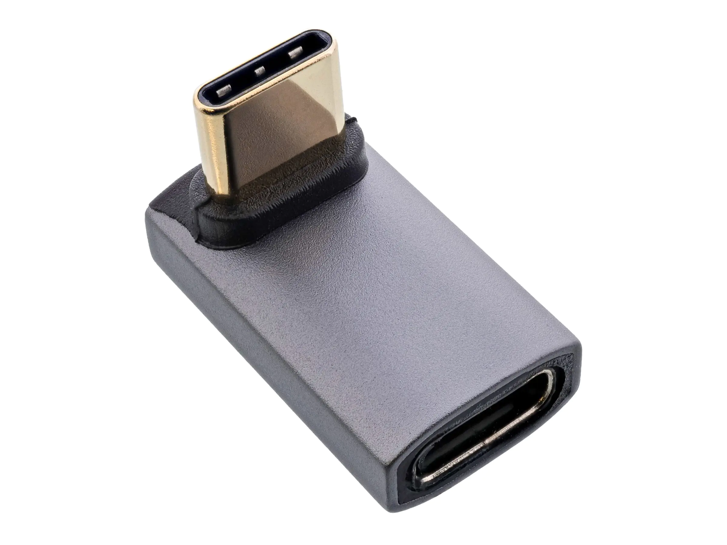 InLine - USB-Adapter - 24 pin USB-C (M) nach oben angewinkelt zu 24 pin USB-C (W) nach oben angewinkelt - USB4 - 48 V - 5 A - Grau