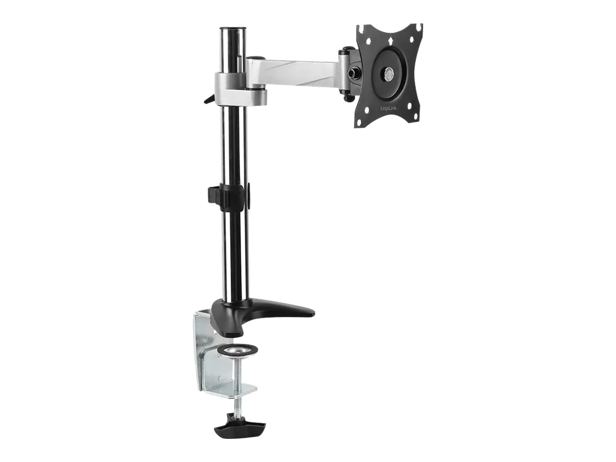 LogiLink - Befestigungskit - einstellbarer Arm - für Monitor - Aluminium, Stahl - metallisch grau - Bildschirmgröße: 33-68.6 cm (13"-27") - Tischmontage