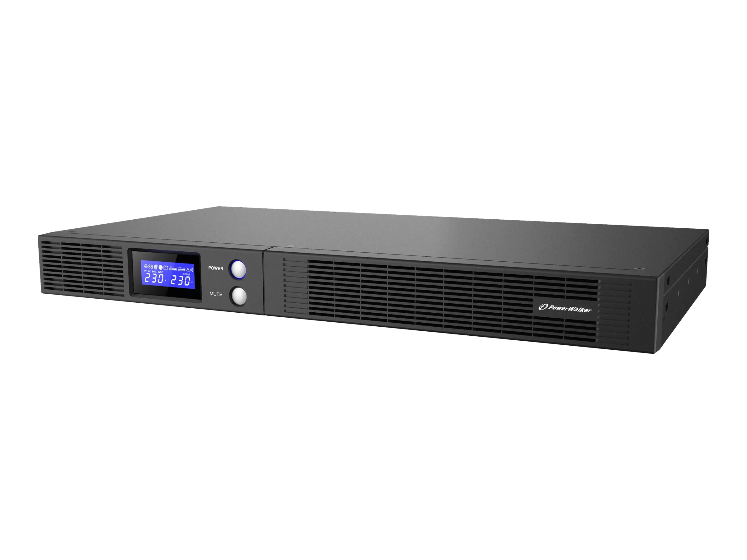 PowerWalker VI 1000 R1U - USV (Rack - einbaufähig) - Wechselstrom 230 V - 600 Watt - 1000 VA - 7 Ah - USB, RS-232 - Ausgangsanschlüsse: 4 - 1U