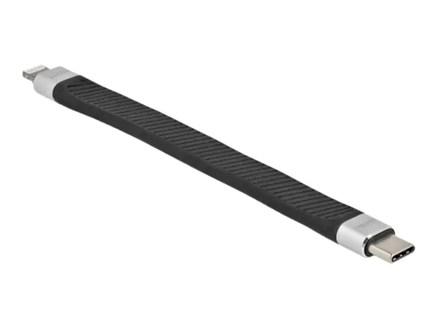 Delock - Lightning-Kabel - 24 pin USB-C männlich zu Lightning männlich - 13 cm - Schwarz - flach