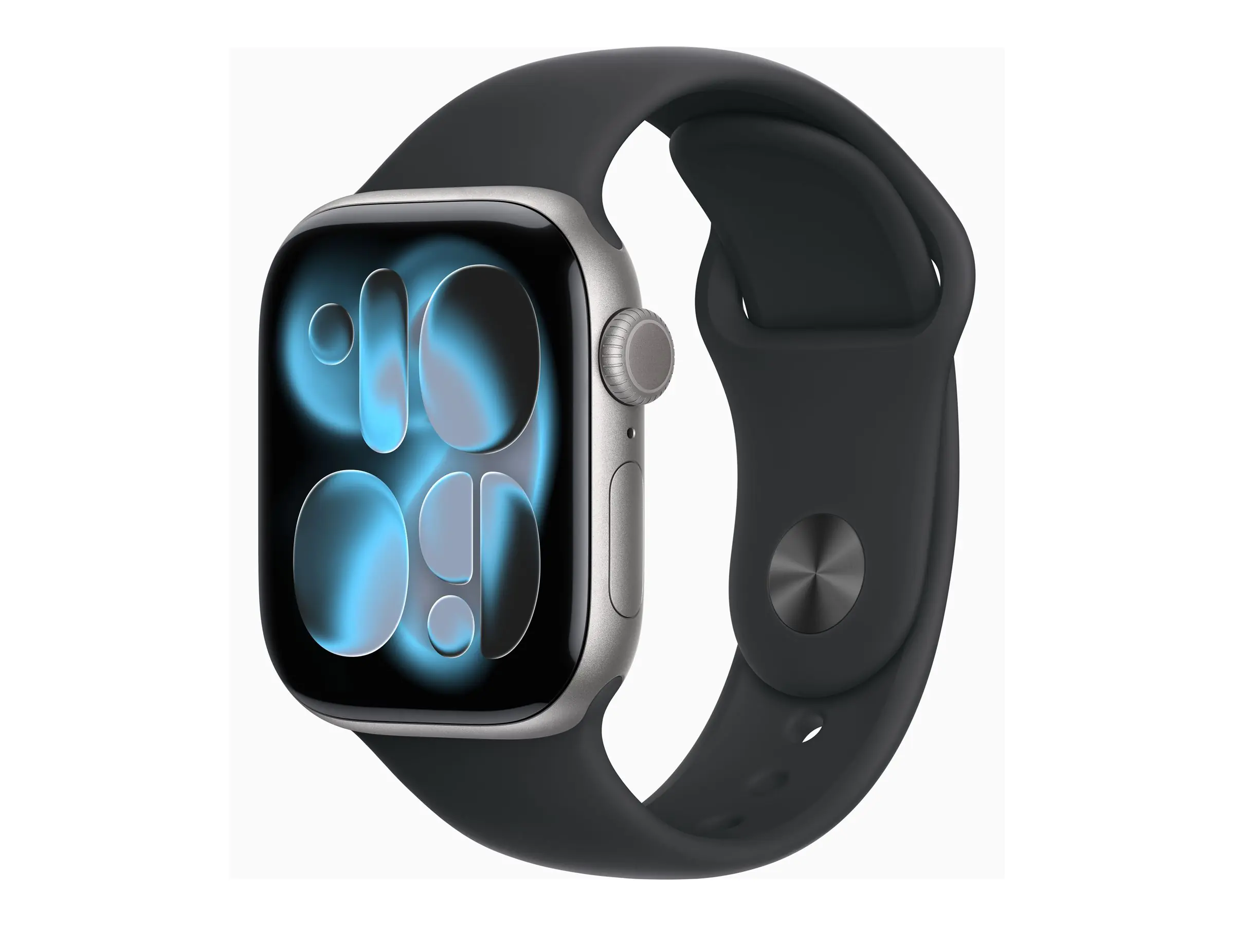 Apple Watch Series 11 (GPS + Cellular) - 42 mm - Space grau Aluminium - intelligente Uhr mit Sportband - Flouroelastomer - schwarz - Bandgröße: M/L - 64 GB - LTE, Wi-Fi 4, UWB, Bluetooth - 5G - 29.7 g