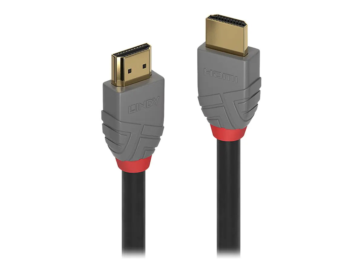 Lindy Anthra Line - HDMI-Kabel mit Ethernet - HDMI männlich zu HDMI männlich - 2 m - Dreifachisolierung - Schwarz - rund, 4K Unterstützung