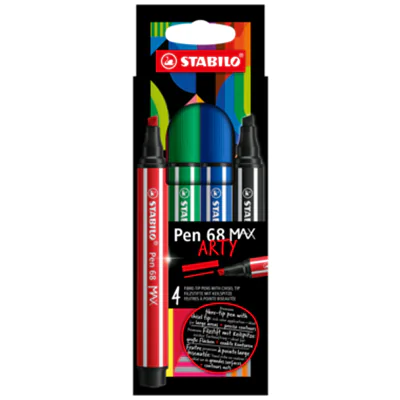 STABILO® Fasermaler Pen 68 MAX "ARTY" 1-5mm farbig sortiert nicht auswaschbar 4 St./Pack.