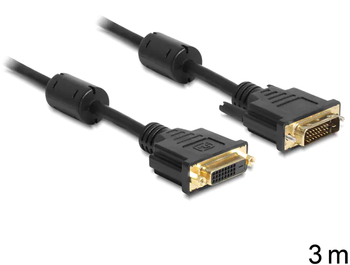 Delock - DVI-Kabel - DVI-D (W) zu DVI-D (M) - 3 m - Schwarz