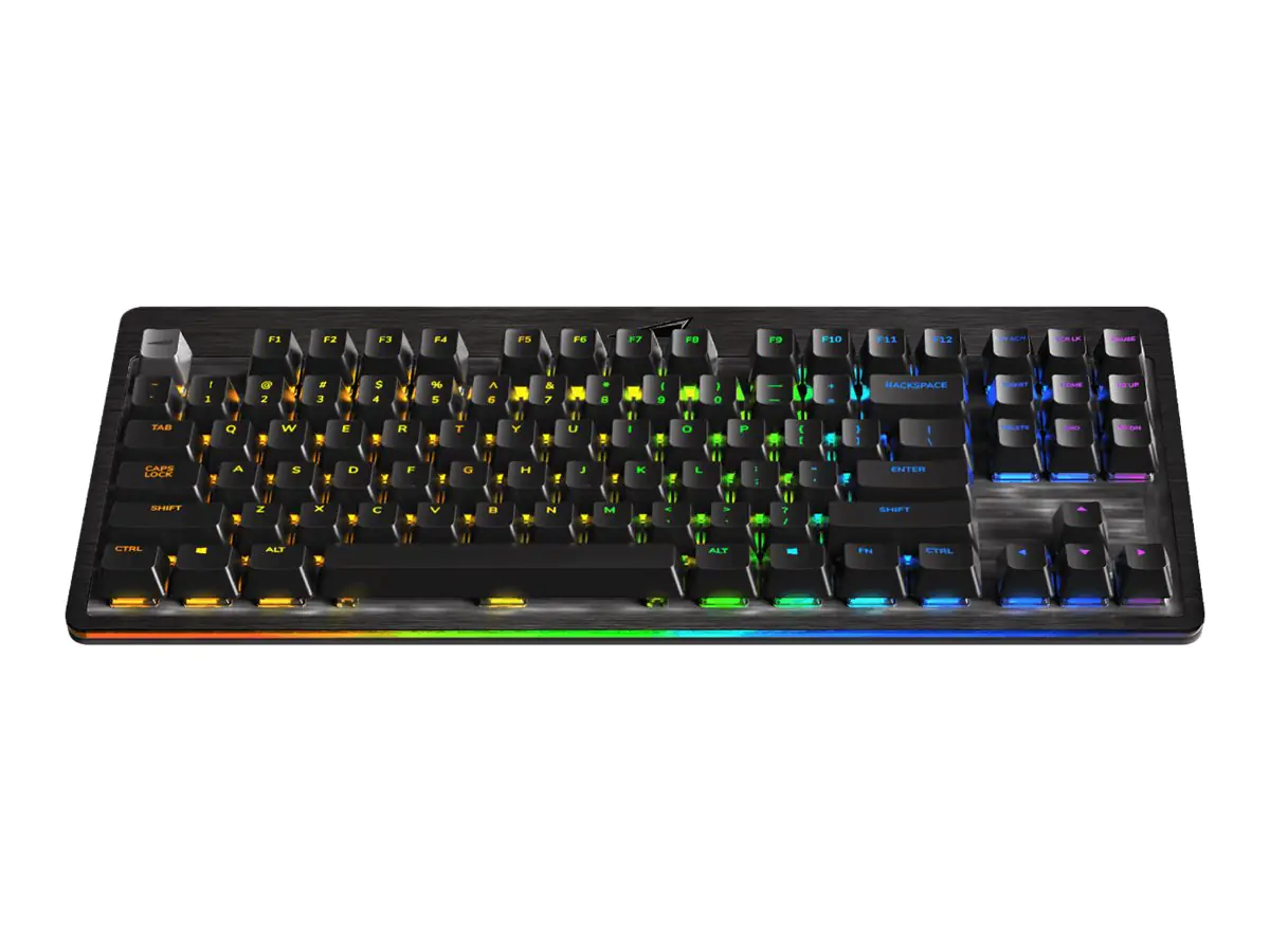 Mountain Everest Core - Tastatur - mit Mediendock - Hintergrundbeleuchtung - USB-C - QWERTZ - Deutsch - Tastenschalter: CHERRY MX Red - schwarz