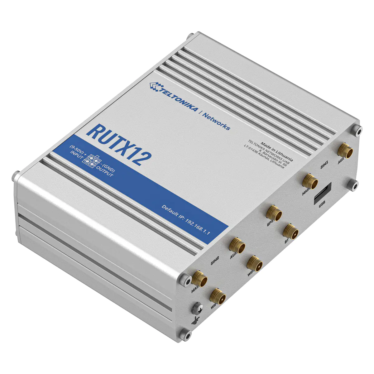 Teltonika RUTX12 - Wireless Router - WWAN 5-Port-Switch - 1GbE, PPP, Modbus - Wi-Fi 5 - Bluetooth - Dual-Band
