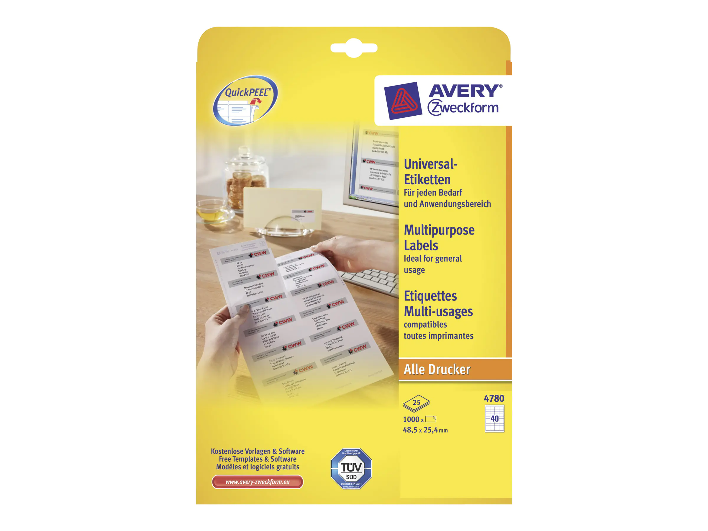 Avery Zweckform Avery - Weiß - 48.5 x 25.4 mm 1000 Etikett(en) 4780
