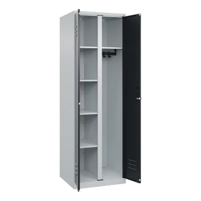 C+P Garderobenschrank Classic PLUS 600 x 1.850 x 500 mm (B x H x T) Stahl Farbe der Front: schwarzgrau Farbe des Korpus: lichtgrau