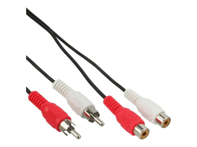InLine - Audioverlängerungskabel - RCA x 2 weiblich zu RCA x 2 männlich - 2.5 m - Schwarz