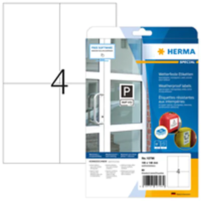 HERMA 10796, Weiß, Rechteck, Permanent, A4, Universal, Papier