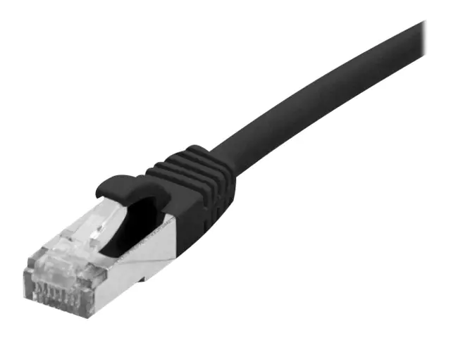 Dexlan - Patch-Kabel - RJ-45 (M) zu RJ-45 (M) - 10 m - S/FTP - CAT 7 (Kabel) / CAT 6a (Anschlüsse) - halogenfrei, ohne Haken - Schwarz