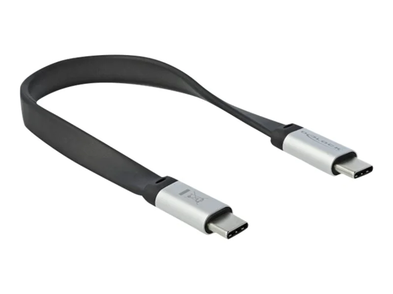 Delock - USB-Kabel - 24 pin USB-C (M) zu 24 pin USB-C (M) - USB 3.2 Gen 2 - 3 A - 22 cm - Schwarz, Silber