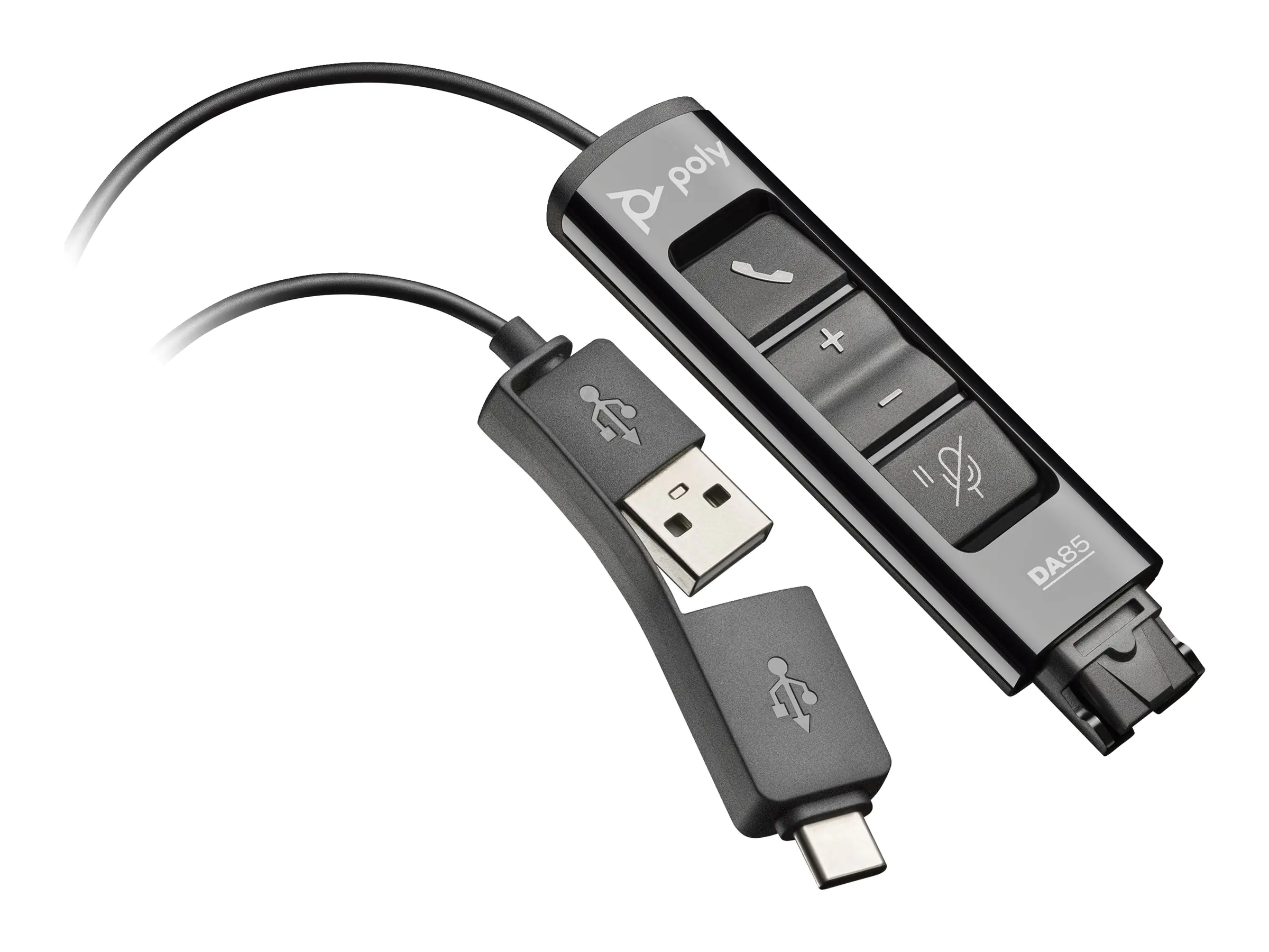 Poly DA85 - Headset-Kabel - USB, 24 pin USB-C männlich zu Quick Disconnect männlich - 1.3 m - für OMEN 40L by HP GT21-1026nd; Poly DA70, DA75, DA80, DA85-M