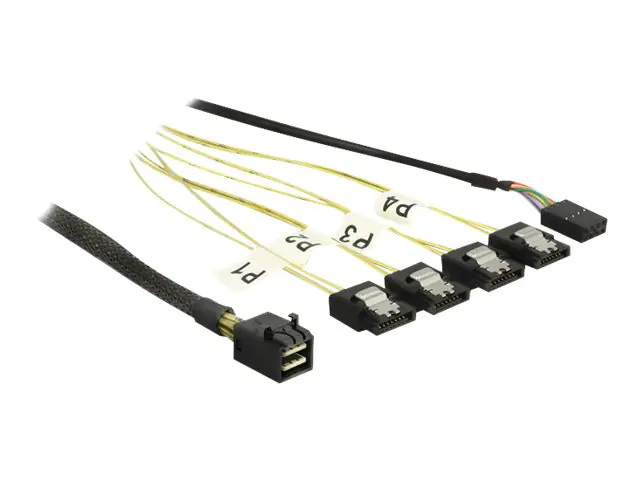 Delock - SATA- / SAS-Kabel - SAS 6Gbit/s - 4x Mini SAS HD (SFF-8643) (M) bis SATA, Seitenband - 1 m