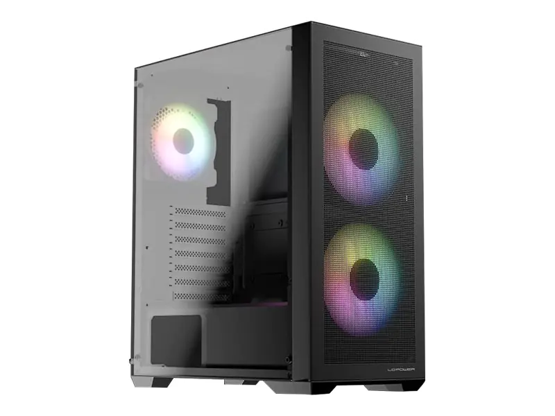 LC-Power Gaming 717W Meshwork_L Dark - Tower Gaming - ATX - Seitenteil mit Fenster (gehärtetes Glas) LC-717B-ON