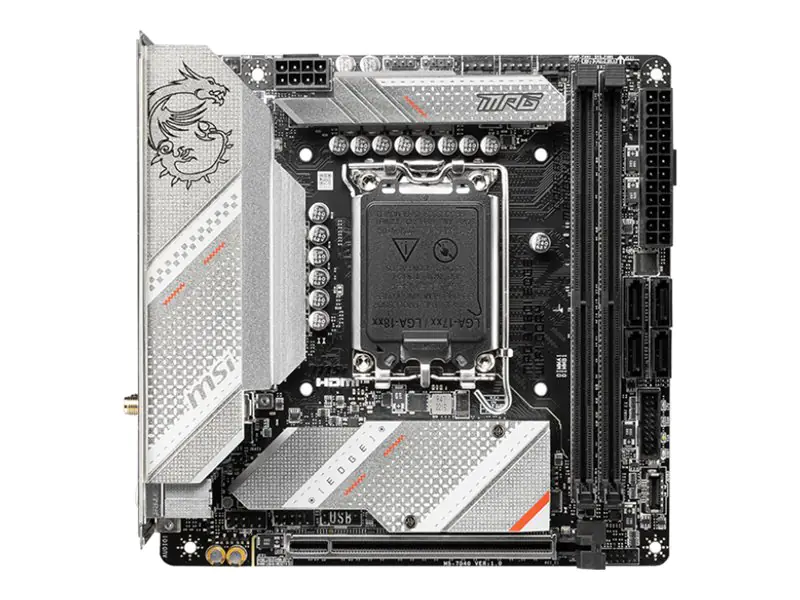 MSI MPG B760I EDGE WIFI DDR4 - Motherboard - Mini-ITX - LGA1700-Sockel - B760 Chipsatz - USB 3.2 Gen 1, USB 3.2 Gen 2, USB-C 3.2 Gen2 - 2.5 Gigabit LAN, Bluetooth, Wi-Fi - Onboard-Grafik (CPU erforderlich) - HD Audio (8-Kanal)