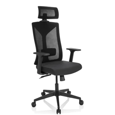 hjh OFFICE Bürodrehstuhl KODIAK 46-55cm Synchronmechanik Rolle universell (für Hart- und Teppichböden) Kunststoff schwarz