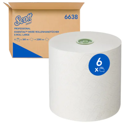 Scott® Handtuchrolle Essential™ 19,5 cm x 380 m (B x L) Papier, 100 % recycelbar weiß 6 Rl./Pack.