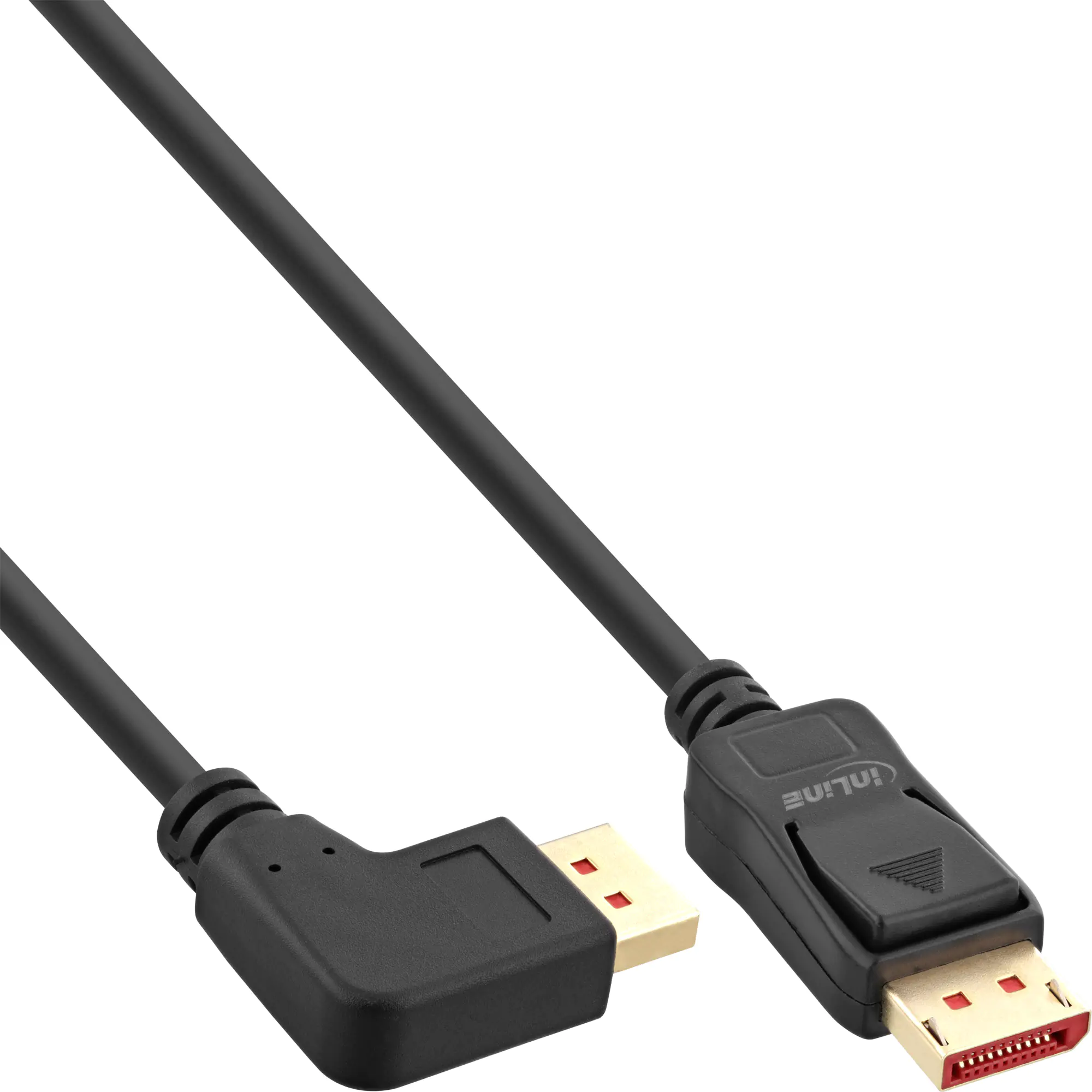 InLine - DisplayPort-Kabel - DisplayPort (M) zu DisplayPort (M) links gewinkelt - DisplayPort 1.4 - 5 m - unterstützt 8K 60 Hz (7680 x 4320), unterstützt 4K 120 Hz (3840 x 2160) - Schwarz