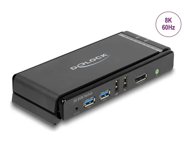 Delock - KVM-/Audio-/USB-Switch - DisplayPort 1.4 KVM Switch 8K 60 Hz mit USB 5 Gbps und Audio - 2 x KVM/Audio/USB - 1 lokaler Benutzer - Desktop