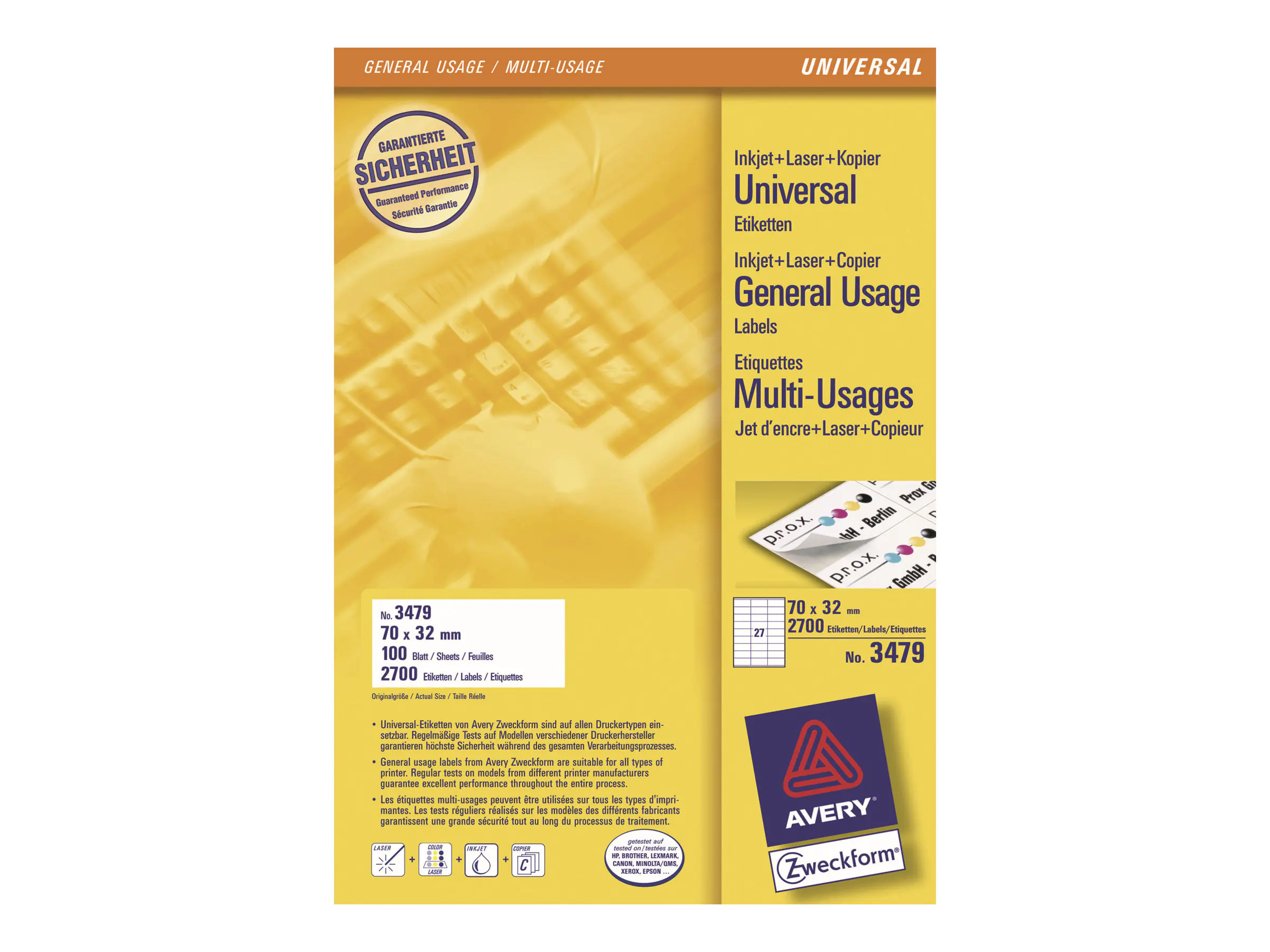 Avery Zweckform Avery - Weiß - 70 x 32 mm 2700 Etikett(en) (100 3479