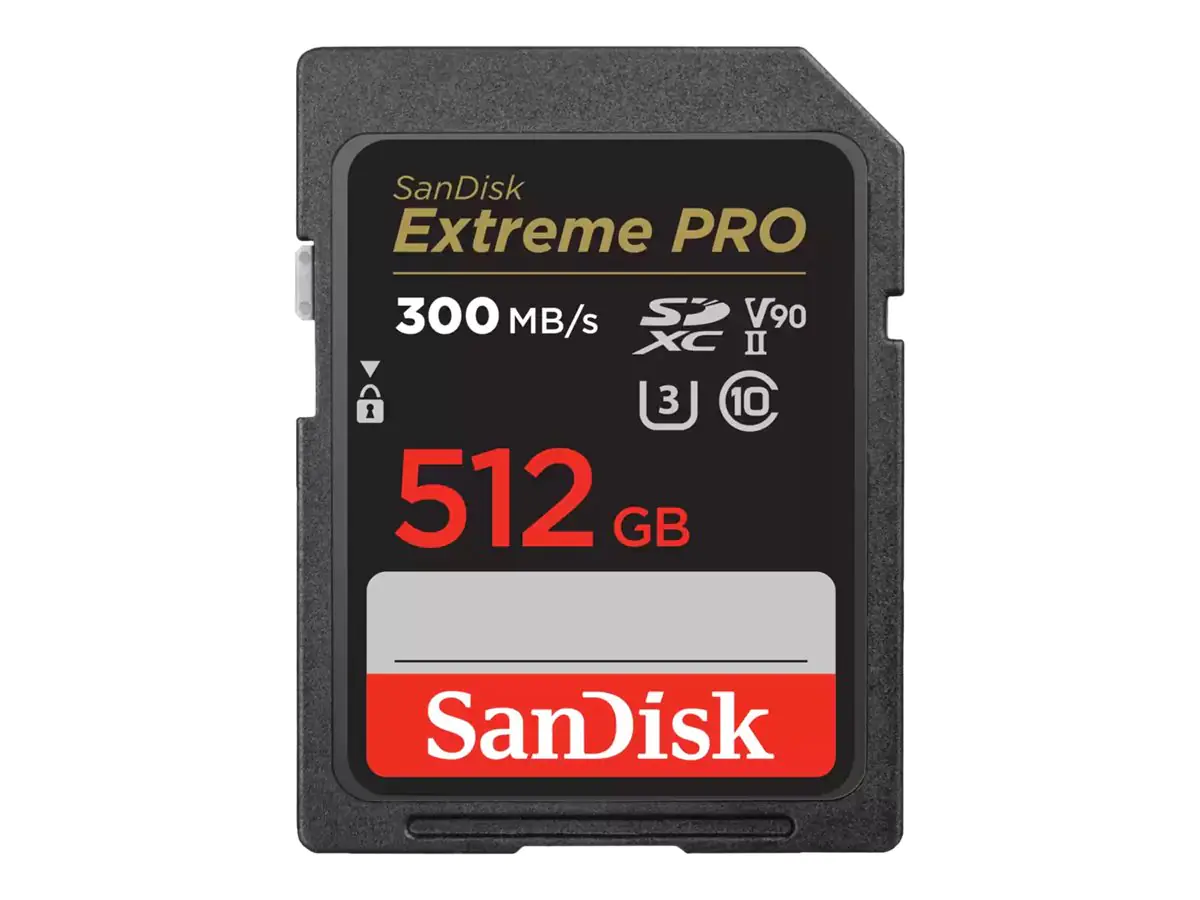 SanDisk Extreme Pro - Flash-Speicherkarte - 512 GB - Video Class V90 / UHS-II U3 / Class10 - 1733x/2000x - SDXC UHS-II