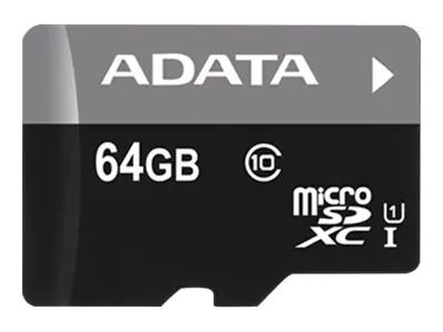 ADATA Premier - Flash-Speicherkarte (microSDXC-an-SD-Adapter inbegriffen) - 64 GB - UHS Class 1 / Class10 - microSDXC UHS-I - für Einzelhandelskunden