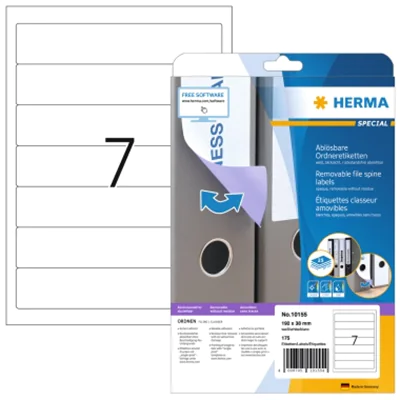HERMA Ordneretikett Special 10155 192x38mm sk weiß 175 St./Pack.
