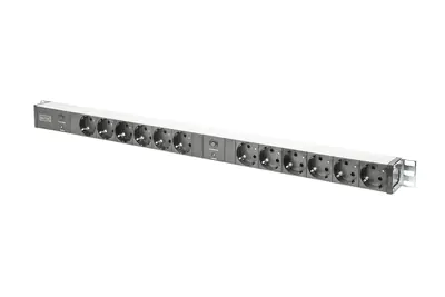 DIGITUS 1HE ALUMINIUM STECKDOSENLEISTE, RACK MOUNT2X 16A, 250VAC 50/60HZ, 12X SCHUTZKONTAKT UEBERLASTSCHUTZ DN-95405