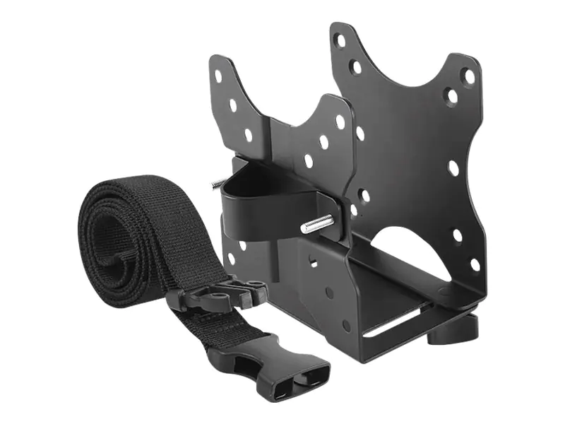 ICY BOX IB-MSA102-VM - Montagekomponente (VESA-Halterung) - für Mini-PC - Stahl - Schwarz - unter dem Schreibtisch, hinter Flatpanel, Stangenbefestigung