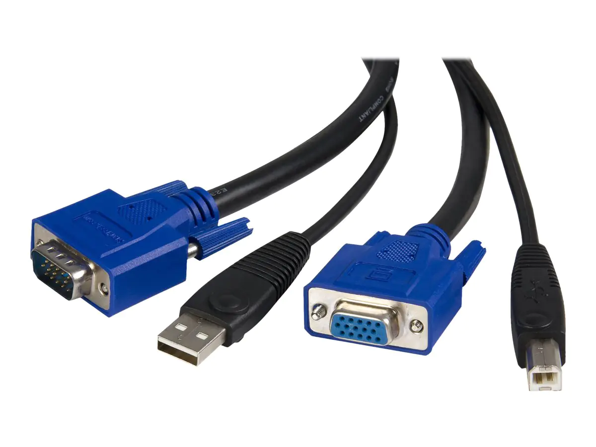 StarTech KVM Kabel USB VGA für KVM Switch 1,8m - Kabelsatz für KVM Umschalter 2x USB A/B Stecker 2x VGA Stecker- Octopuskabel - Tastatur- / Video- / Maus- / USB-Kabel - HD-15 (VGA), USB Typ B (M) zu USB, HD-15 (VGA) - 1.8 m - für P/N: RKCOND17HD, SV231USB