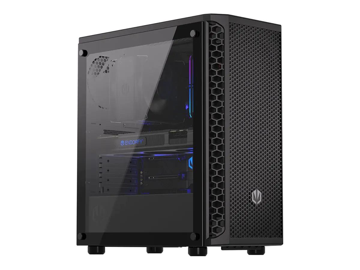 Endorfy signum 300 core - Mid tower - ATX - Seitenteil mit Fenster (gehärtetes Glas) - keine Spannungsversorgung (ATX) - Schwarz - USB/Audio