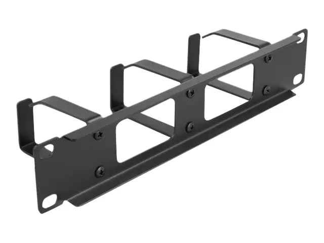 Delock Kabelmanagement - mit 2 Öffnungen und 3 Bügel - Schwarz - 1U - 25.4 cm (10")
