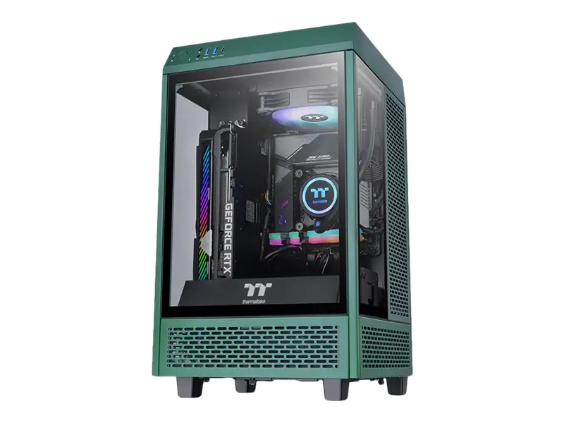 Thermaltake The Tower 100 - MT - Mini-ITX - Seitenteil mit Fenster (gehärtetes Glas) - keine Spannungsversorgung (PS/2) - Racing Green - USB/Audio