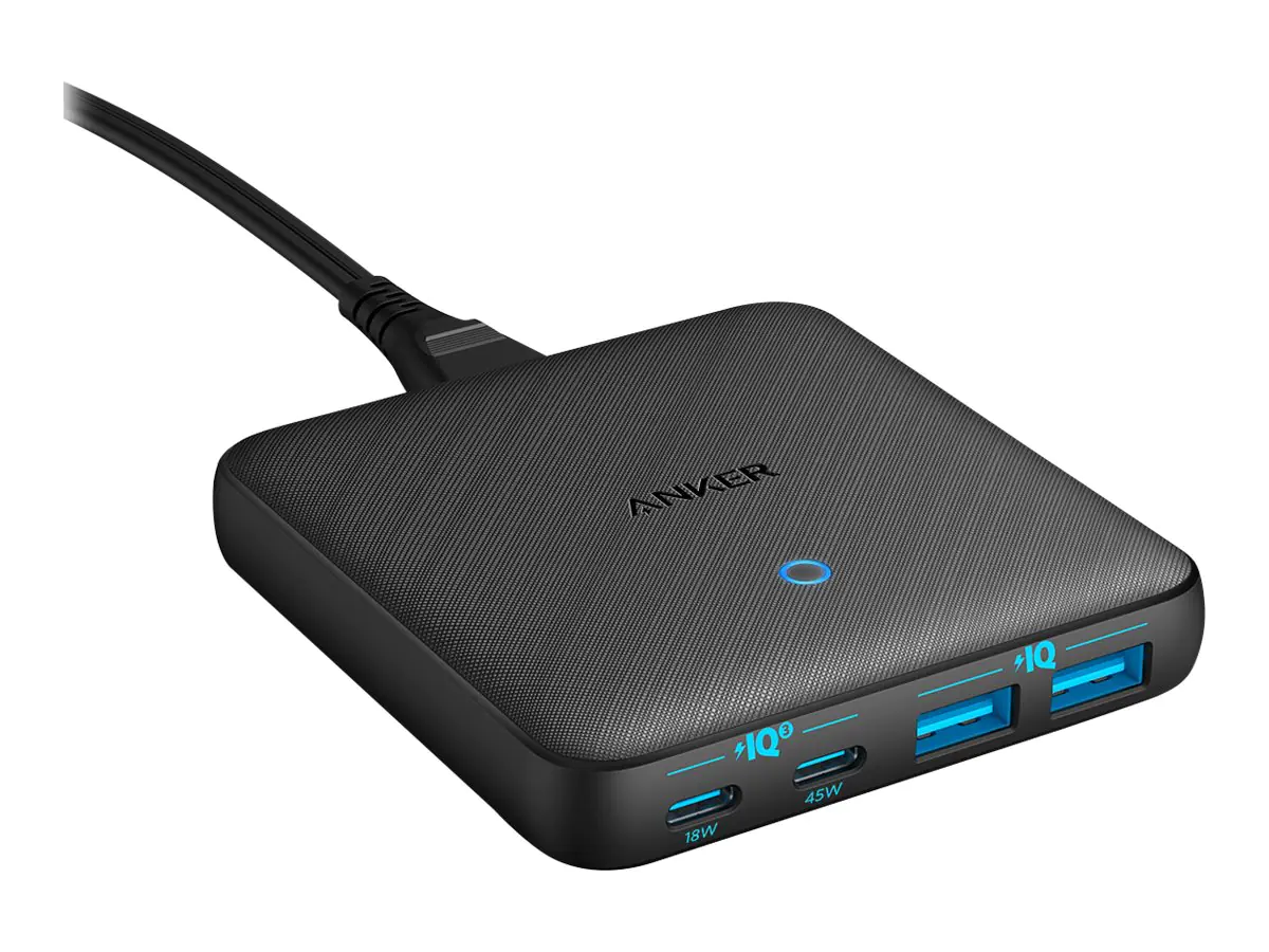 Anker PowerPort Atom III Slim - Netzteil - Wechselstrom 100-240 V - 65 Watt - Ausgangsanschlüsse: 4 - Europa - Schwarz
