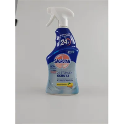 Sagrotan Allzweckreiniger harten, nicht porösen Oberflächen wie z. B. Türklinken, Armaturen, Mülleimer oder Badezimmeroberflächen Zitrone antibakteriell 3,6-4,6 Sprühflasche Kunststoff 0,6l