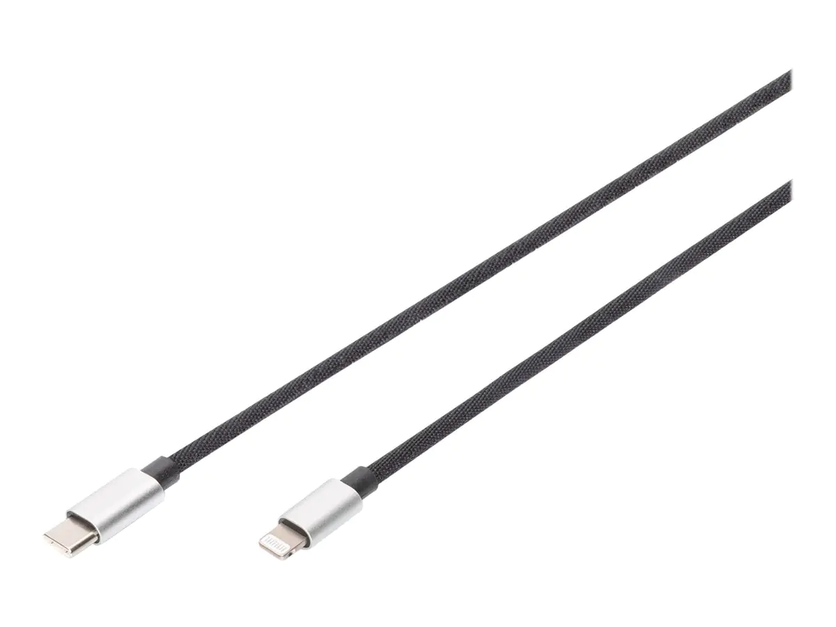 Digitus - Lightning-Kabel - Lightning männlich zu USB-C männlich - 1 m - Doppelisolierung - Schwarz - USB-Stromversorgung (18 W) - für Apple iPad/iPhone/iPod (Lightning)