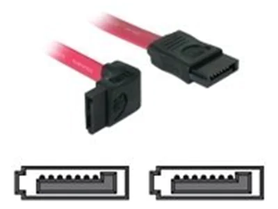 Delock - SATA-Kabel - Serial ATA 150/300 - SATA (W) zu SATA (W) - 22 cm - nach oben gewinkelter Stecker, gerader Stecker - Rot