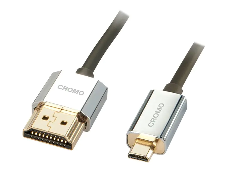 Lindy CROMO Slim High-Speed-HDMI-Kabel mit Ethernet - HDMI-Kabel mit Ethernet - 19 pin micro HDMI Type D männlich zu HDMI männlich - 1 m - abgeschirmt