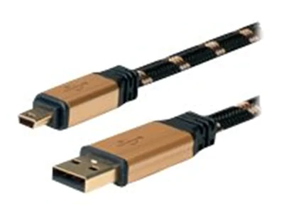 Roline Gold - USB-Kabel - Mini-USB, Typ B (M) zu USB (M) - USB 2.0 - 3 m - Schwarz, Gold