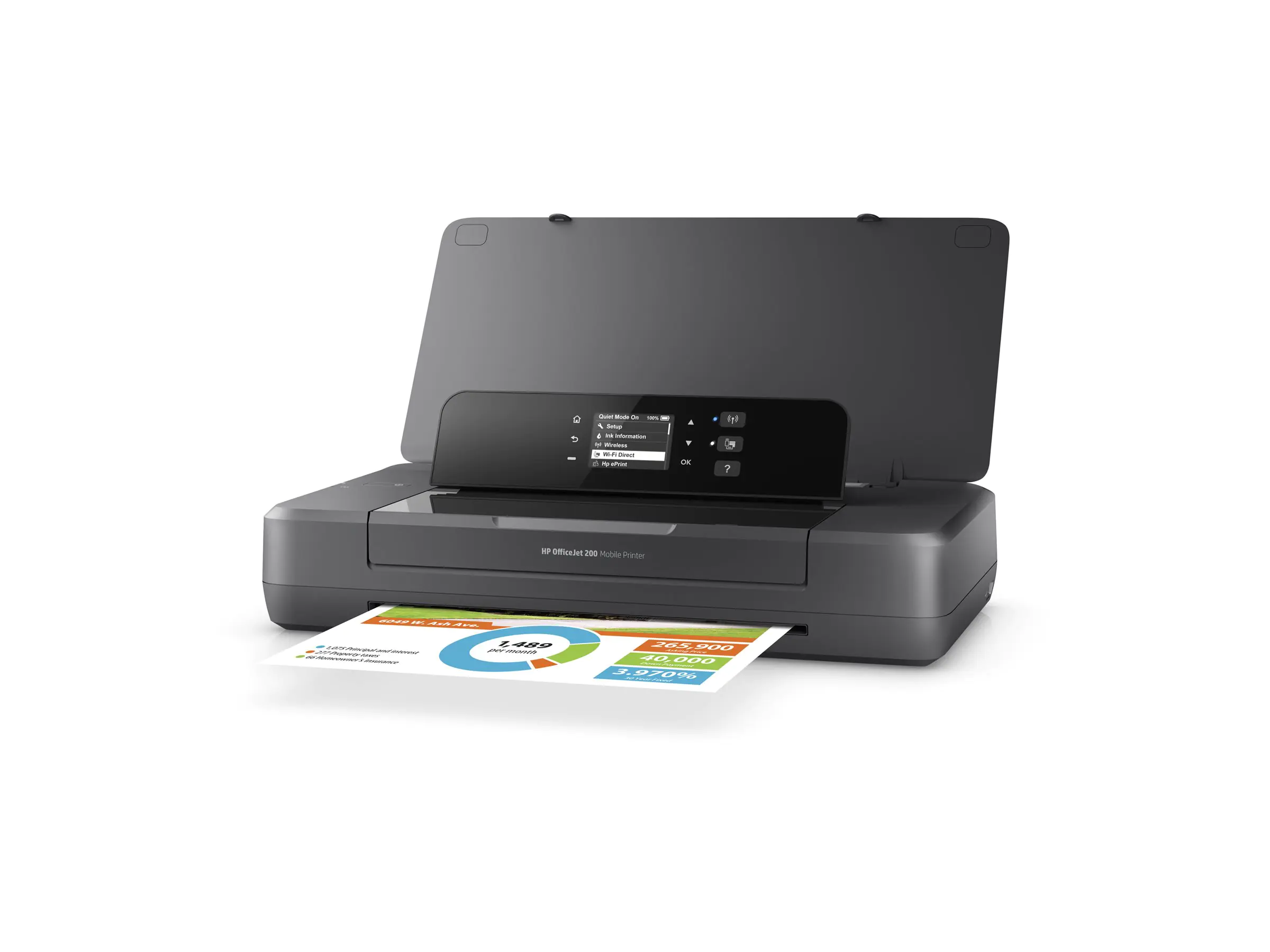 HP Officejet 200 Mobile Printer - Drucker - Farbe - Tintenstrahl - A4/Legal - 1200 x 1200 dpi - bis zu 20 Seiten/Min. (einfarbig)/ bis zu 19 Seiten/Min. (Farbe) - Kapazität: 50 Blätter - USB 2.0, USB-Host, Wi-Fi