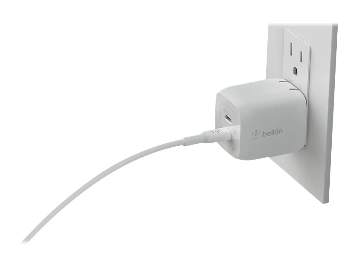 Belkin BoostCharge Pro GaN - Netzteil - PPS- und GaN-Technologie - 65 Watt - Fast Charge, PD 3.0 - 2 Ausgabeanschlussstellen (2 x USB-C) - weiß