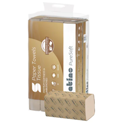 Satino Papierhandtuch PureSoft 24 x 32 cm (B x L) Papier, 100 % recycelte Wellpappe softbeige 25 x 120 Bl./Pack.