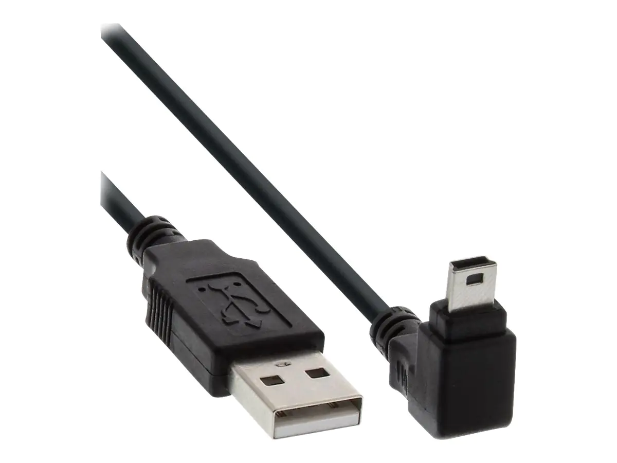 InLine - USB-Kabel - USB (M) gerade zu Mini-USB, Typ B (M) nach unten abgewinkelt - USB 2.0 - 30 cm - Schwarz