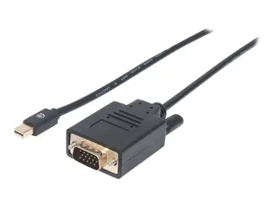 Manhattan Mini DisplayPort 1.2a to VGA Cable, 1080@60Hz, Active, 1.8m, Male to Male, Black, Lifetime Warranty, Polybag - Adapterkabel - Mini DisplayPort (M) zu HD-15 (VGA) (M) - DisplayPort 1.2a - 1.8 m - geformt, 1080p-Unterstützung - Schwarz