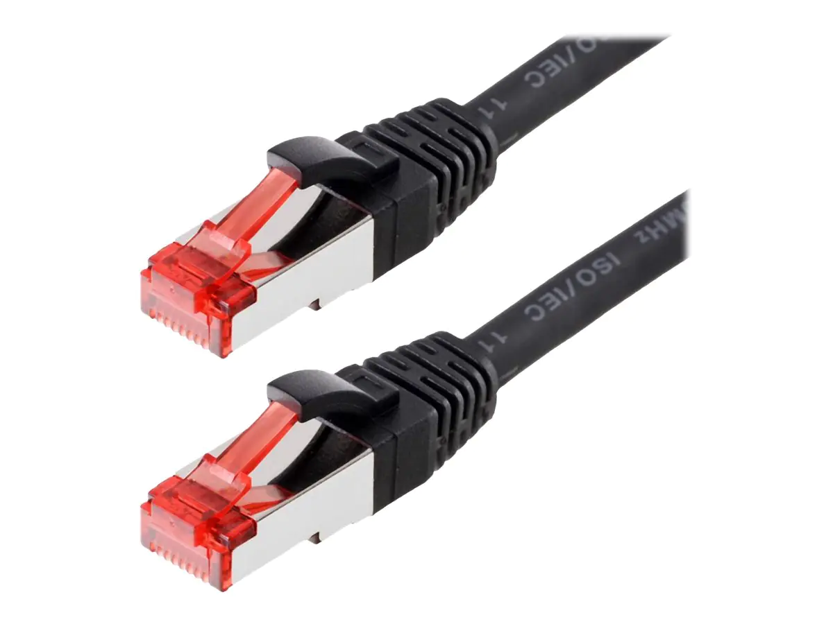 Helos - Patch-Kabel - RJ-45 (M) bis RJ-45 (M) - 2 m - SFTP, PiMF - CAT 6 - geformt, ohne Haken - Schwarz
