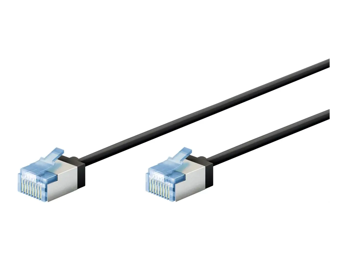 Goobay Ultraflexibles CAT 6A Patchkabel slim U/FTP schwarz - extrakurze Stecker reiner