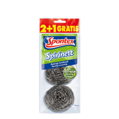 Spontex Topfreiniger Spirinett 10,5 x 23 x 4 cm (B x H x L) Edelstahl, recycelt silber 3 St./Pack.